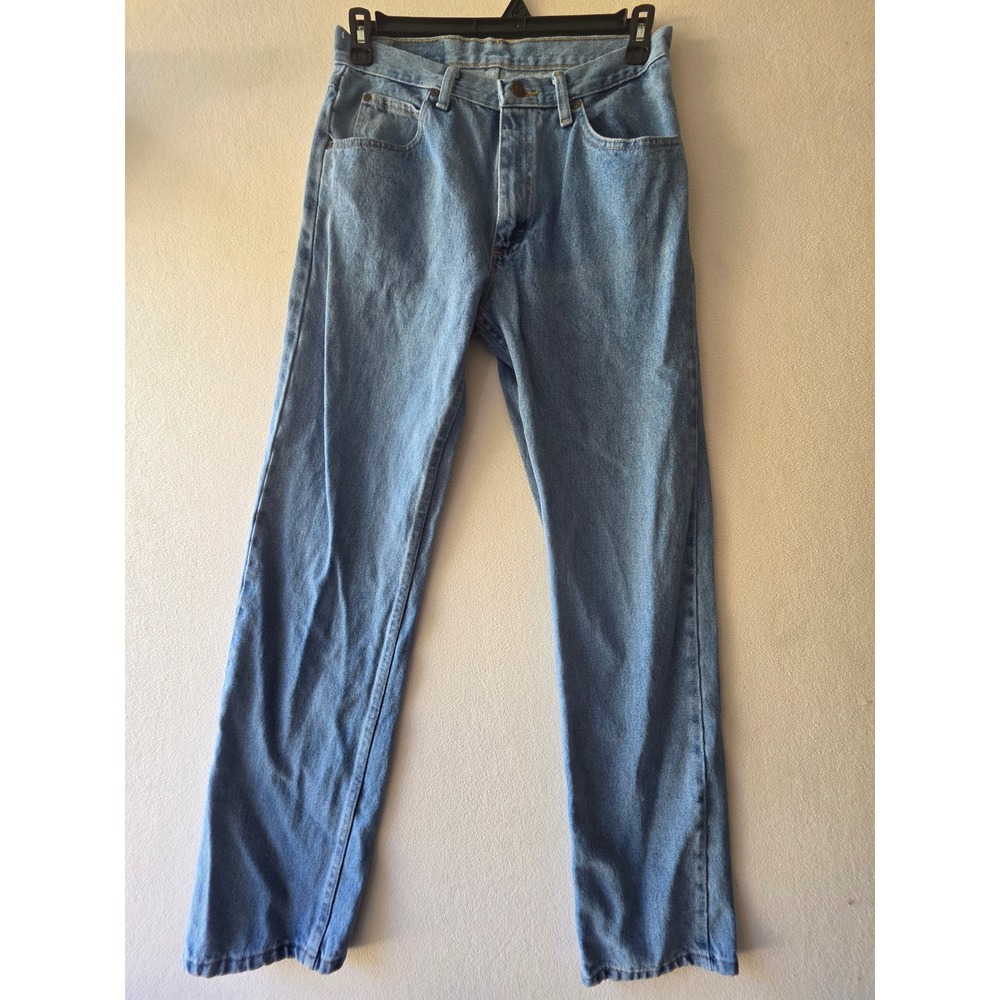 Wrangler Mens Jeans 32x34 Light Wash Relaxed Straight Leg 100% Cotton Denim